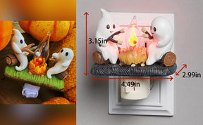 GHOSTS ROASTING CAMPFIRE S’MORES FLICKER FLAME NIGHT LIGHT✈ GLOBAL SHIPPING - FREE OVER $49 ✈