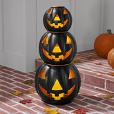 Member's Mark Pre-Lit Black Metal Jack-O-Lantern Set