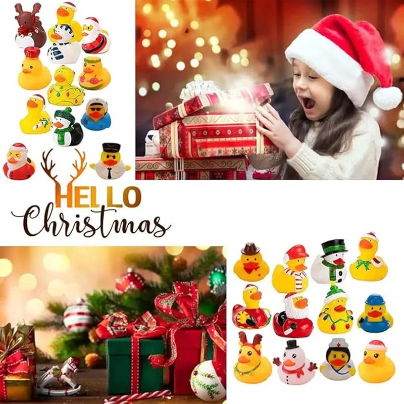 🎁24 Pcs Countdown Christmas Rubber Ducks Advent Calendar