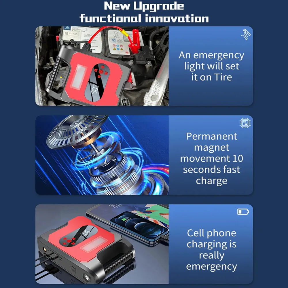 Car Battery Charger with Tire Inflator and Air Pump