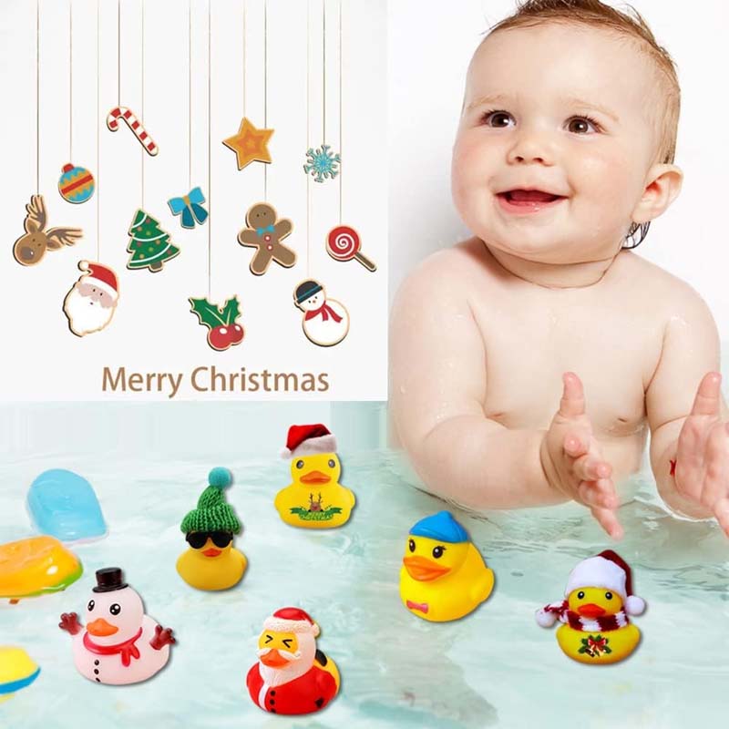 🎁24 Pcs Countdown Christmas Rubber Ducks Advent Calendar