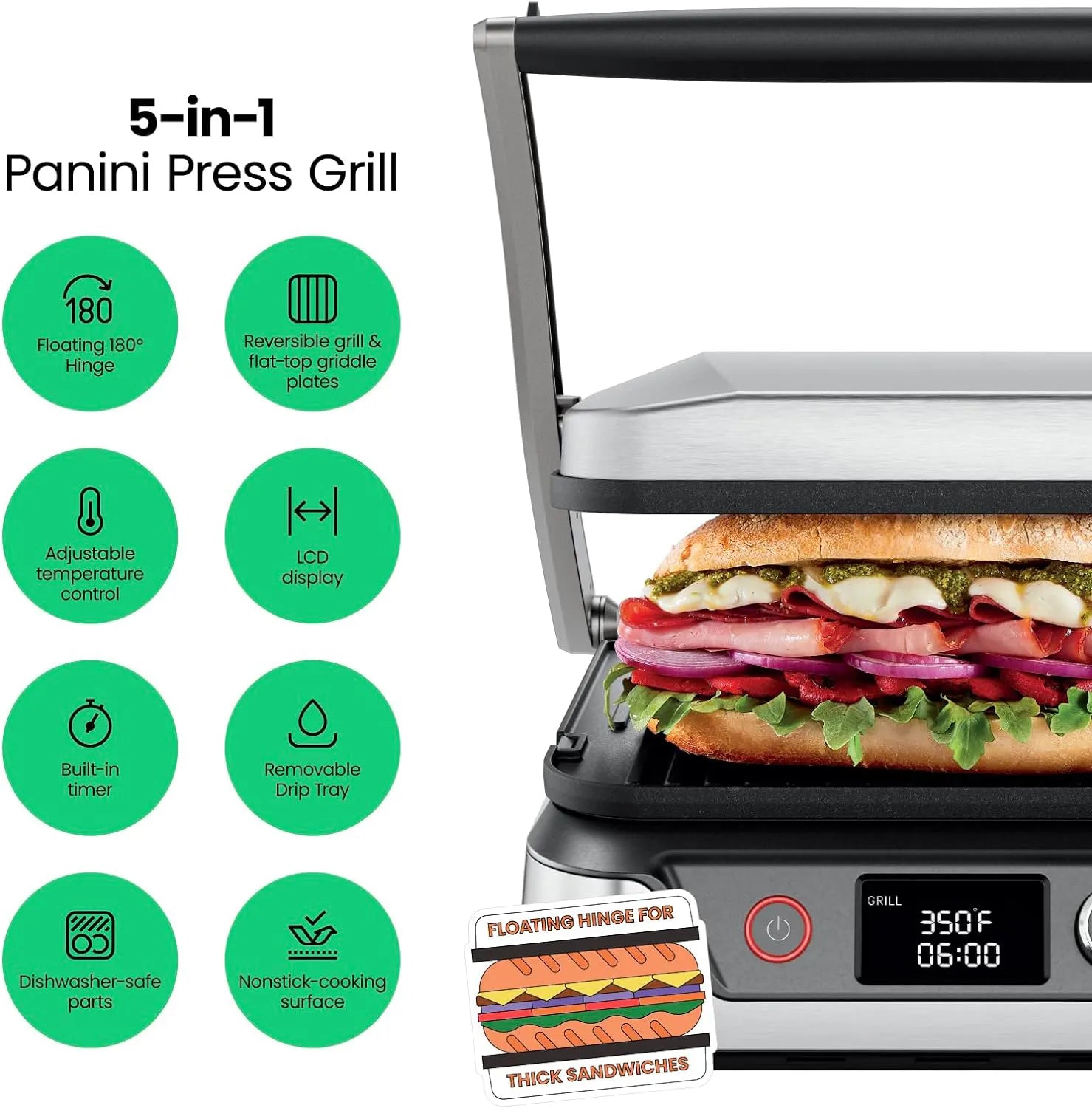 🔥🔥🔥Summer Frenzy 50% off -5-in-1 Panini Press Grill