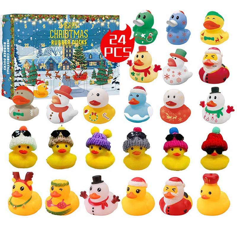 🎁24 Pcs Countdown Christmas Rubber Ducks Advent Calendar