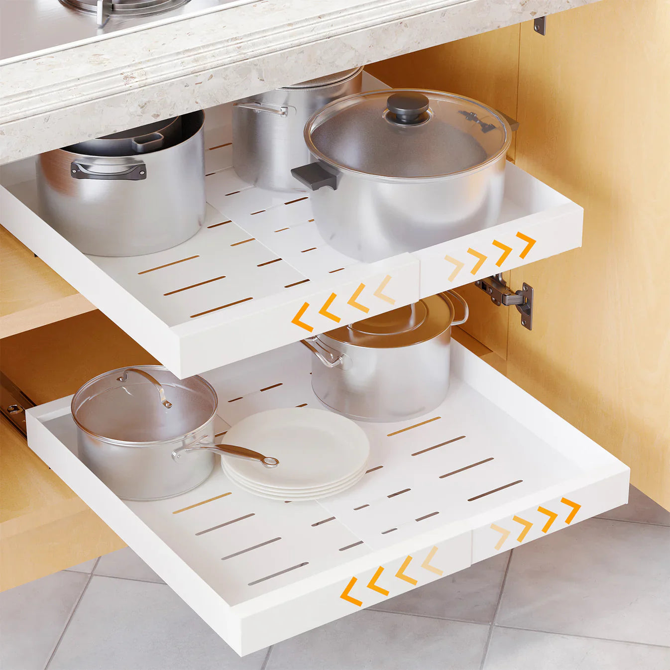 No Drill Multipurpose Pull-Out Cabinet Organizer