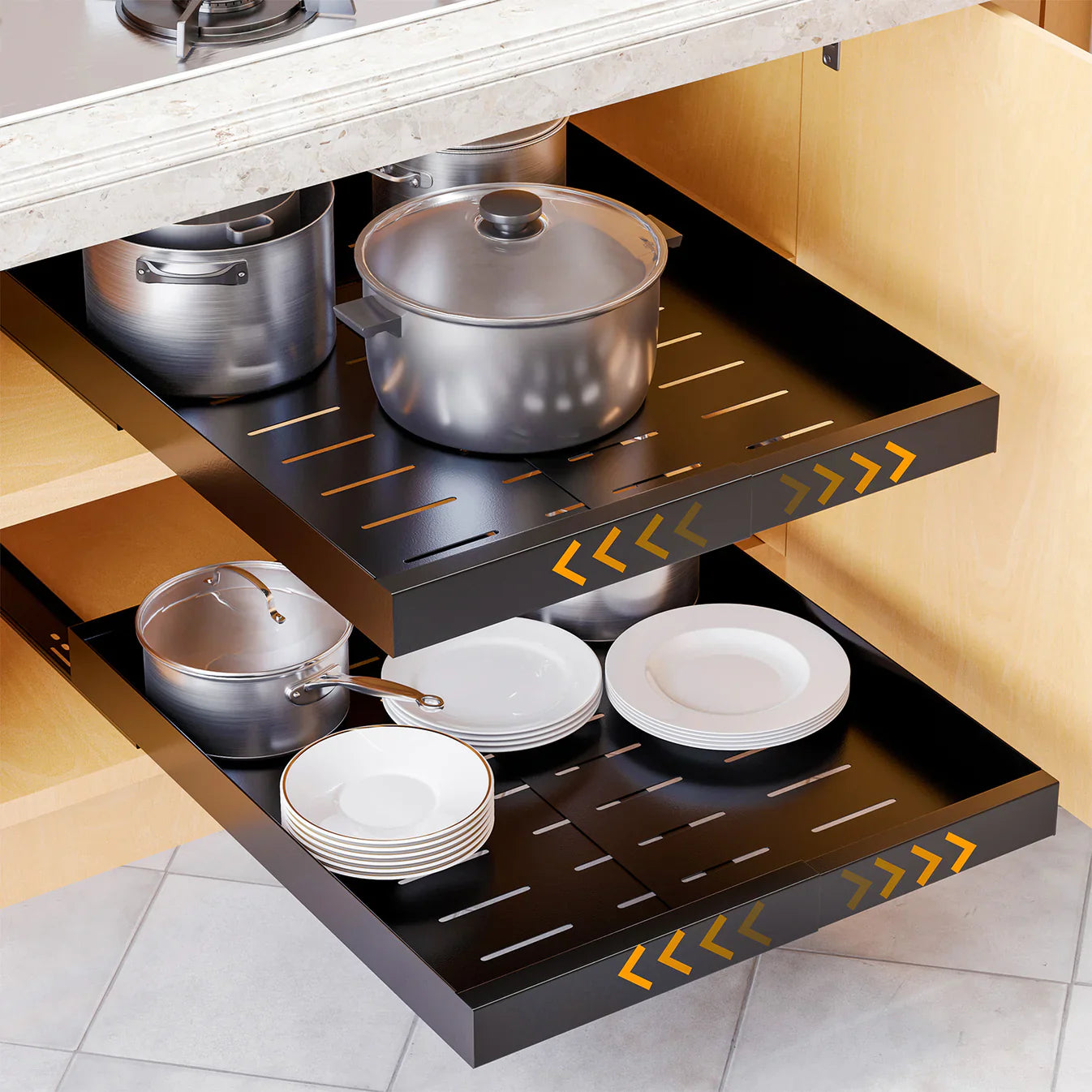 No Drill Multipurpose Pull-Out Cabinet Organizer