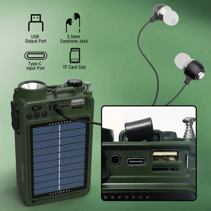 🐾Emergency Radio: AM/FM/SW/WB, Bluetooth, NOAA, Hand Crank/Solar🦺