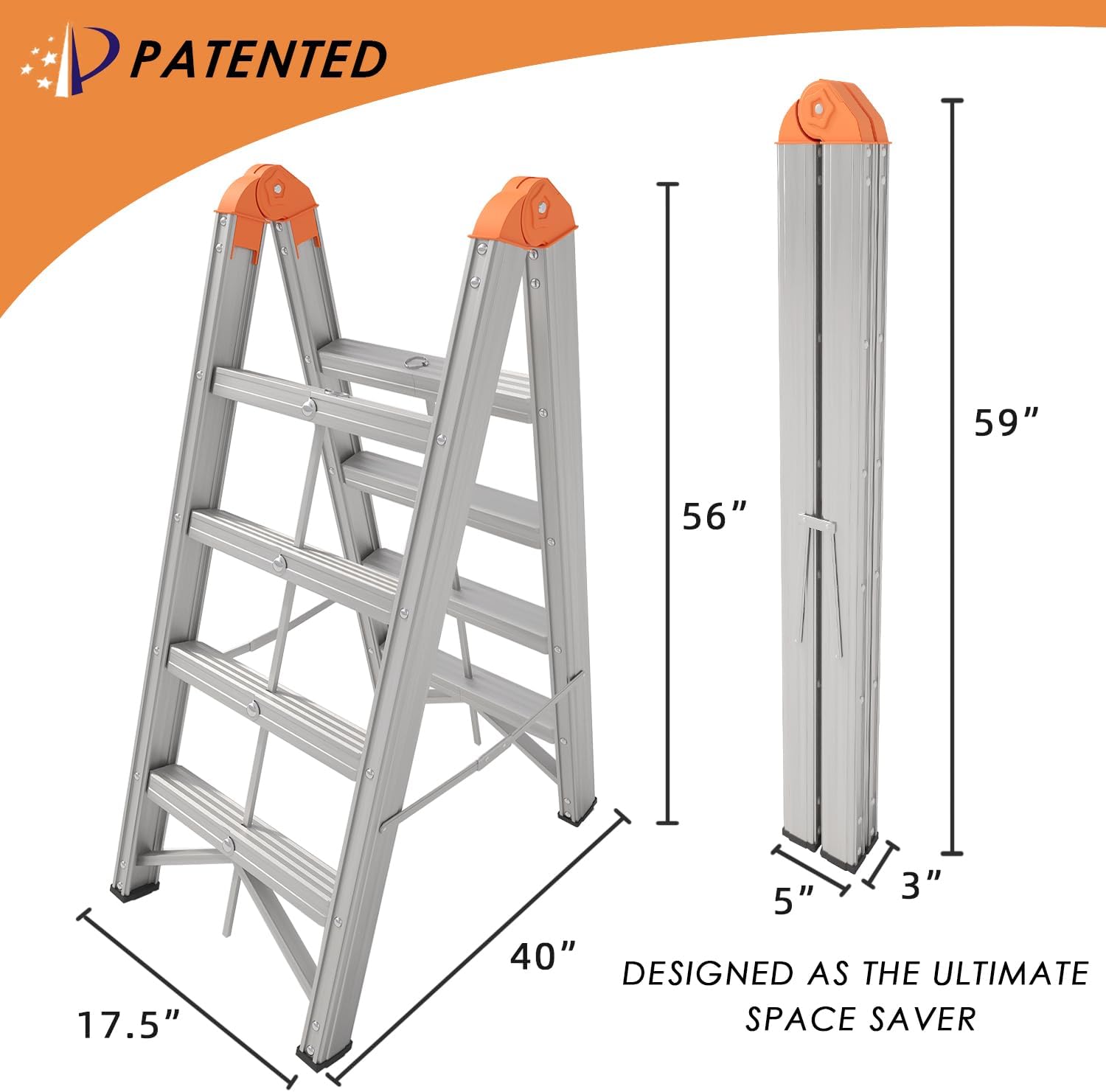 Aluminum Ladder, Foldable Twin Front Ladde