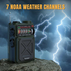 🐾Emergency Radio: AM/FM/SW/WB, Bluetooth, NOAA, Hand Crank/Solar🦺