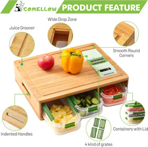 🔥Bamboo Cutting Board with Containers