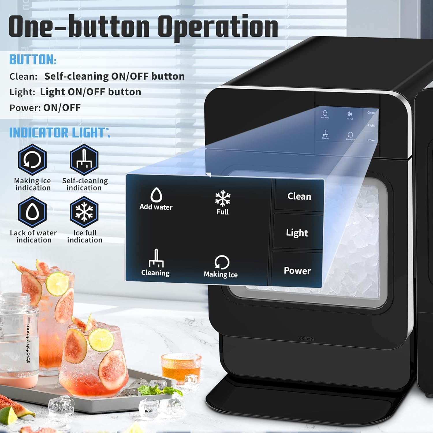 Countertop Nugget Ice Maker with Side Water Tank