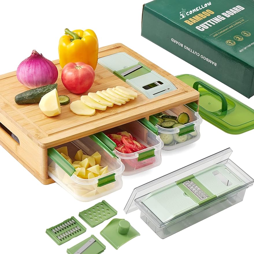 🔥Bamboo Cutting Board with Containers