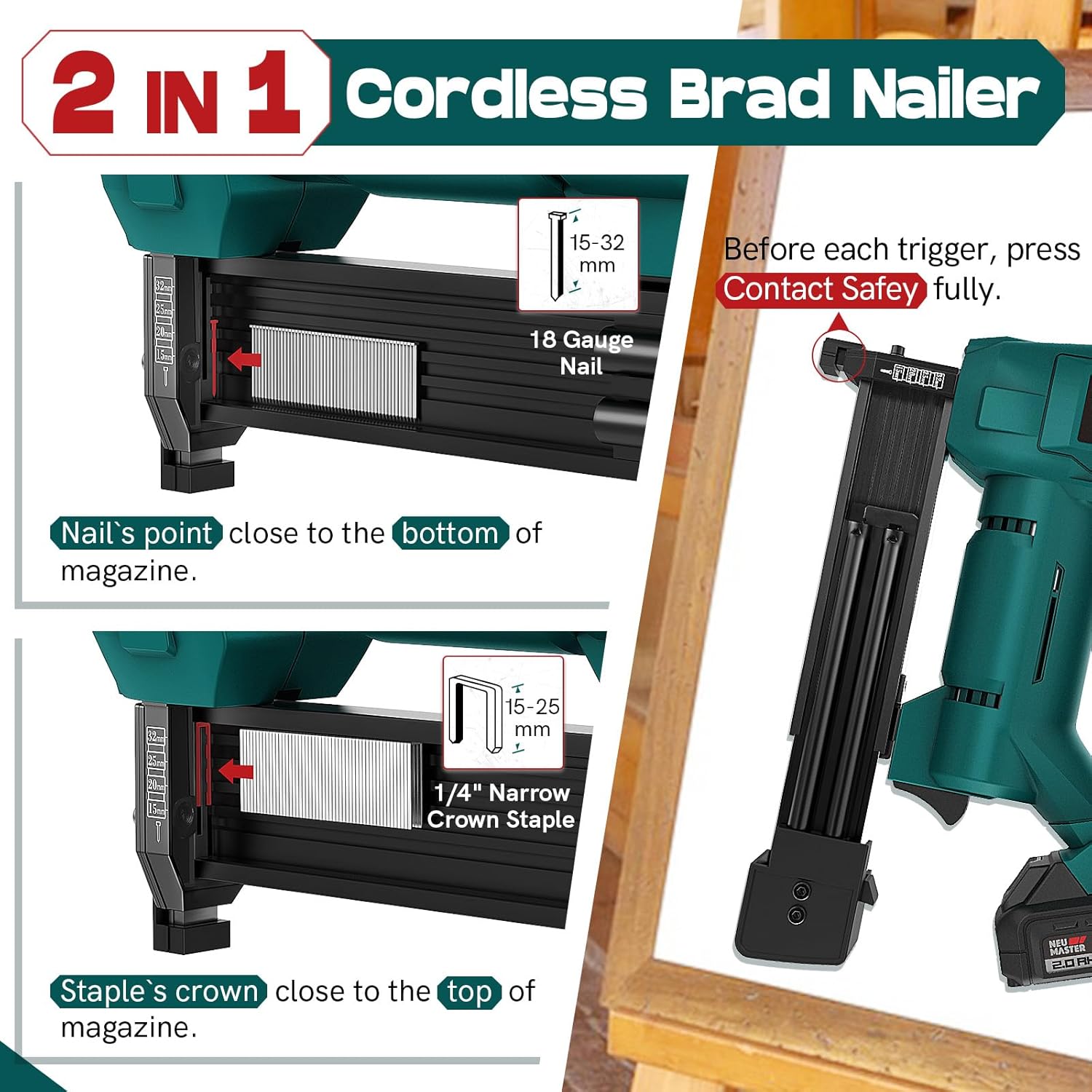 Cordless Nail Gun Battery Powered