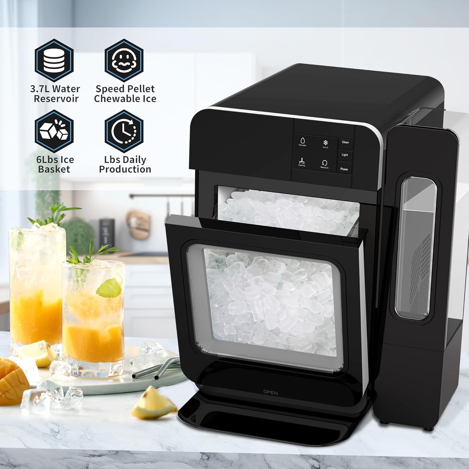 Countertop Nugget Ice Maker with Side Water Tank