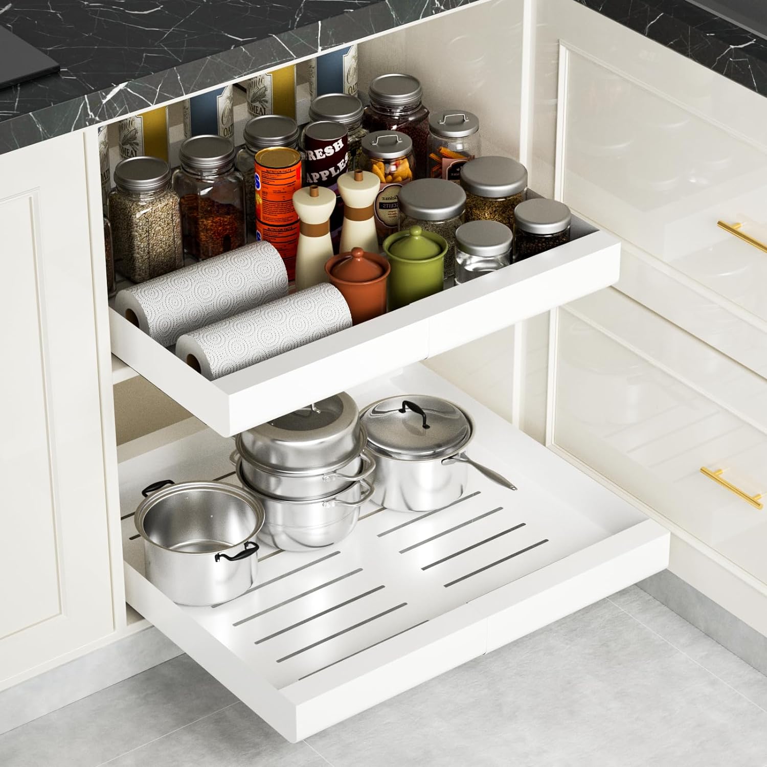 No Drill Multipurpose Pull-Out Cabinet Organizer