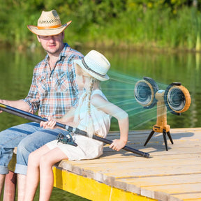 USB Camping Fan with Tripod, 4 Speeds, 360° Rotation & LED Light