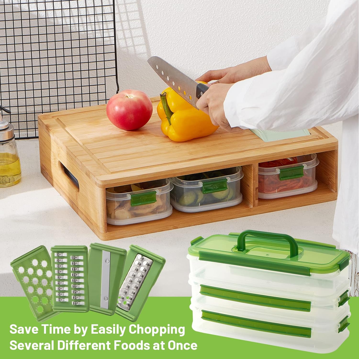 🔥Bamboo Cutting Board with Containers