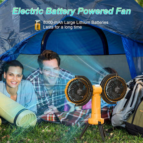 USB Camping Fan with Tripod, 4 Speeds, 360° Rotation & LED Light