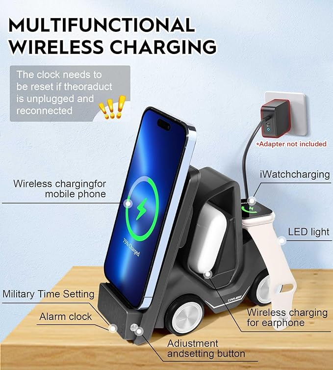 Smart Desktop Wireless 5-in-1 Multi-Functional Truck Shape Charger