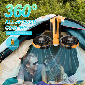 USB Camping Fan with Tripod, 4 Speeds, 360° Rotation & LED Light