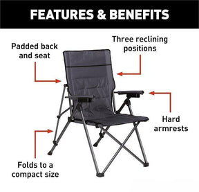 🔥（Second one half price）Vented Reclining Camping Chair with Footrest