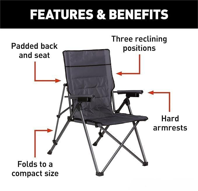 🔥（Second one half price）Vented Reclining Camping Chair with Footrest