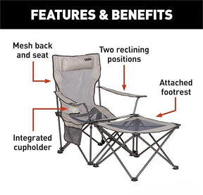 🔥（Second one half price）Vented Reclining Camping Chair with Footrest