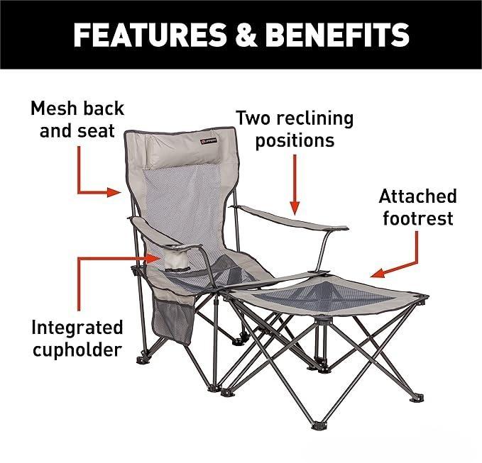 🔥（Second one half price）Vented Reclining Camping Chair with Footrest