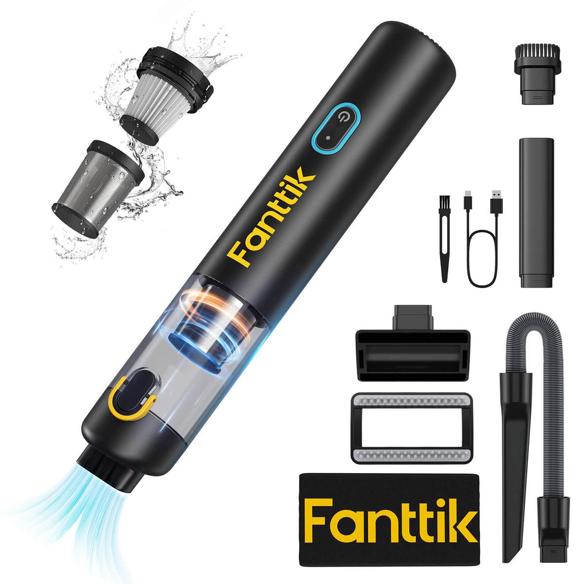 Fanttik V8 Mate Cordless Car Vacuum, Ultra-Lightweight and 2-Hour Fast Charge, Up to 30 Mins Runtime, Portable Mini Vacuum, Compact Car Cleaning