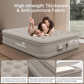 Double inflatable mattress with built-in pump