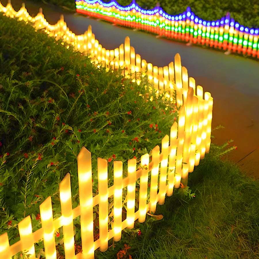 5 Pack Wave-Shaped Solar LED Lighted Garden Fence