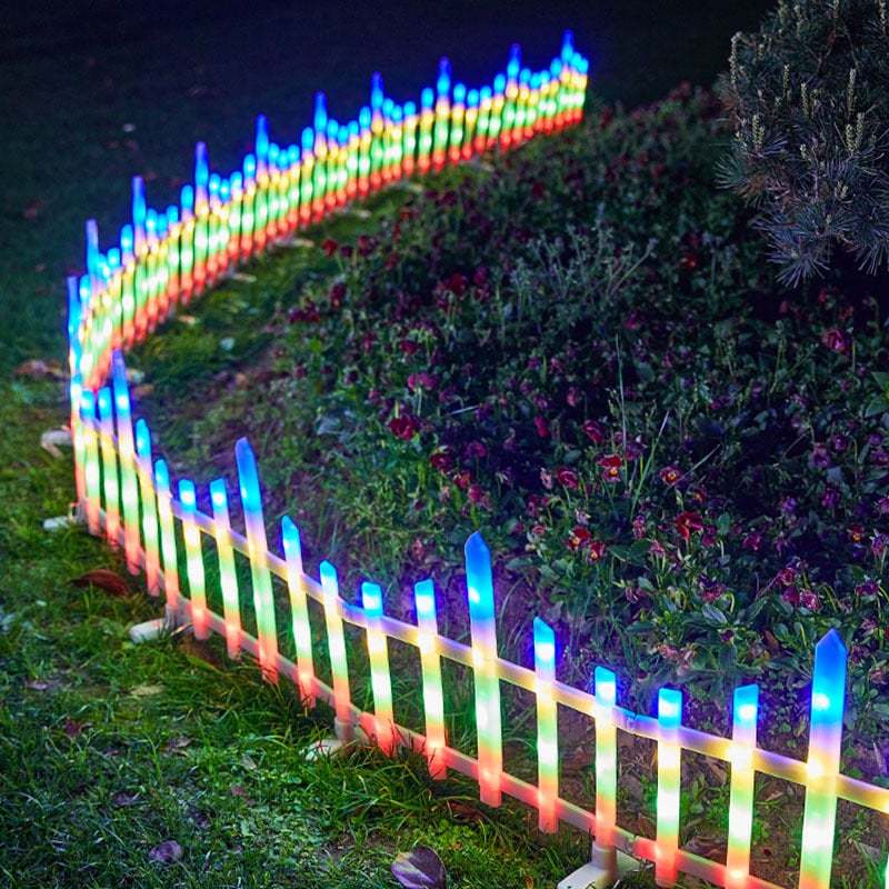 5 Pack Wave-Shaped Solar LED Lighted Garden Fence