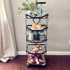 5-Tier Collapsible Rolling Iron Basket