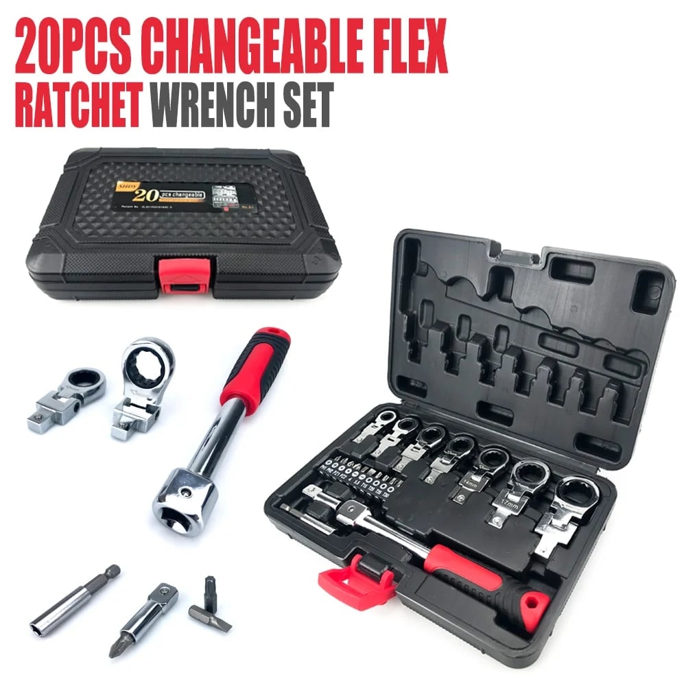 🚀Summer Bash 49% off🔥Removable Movable Head Ratchet Durable Power Saving Repair Tool Set