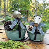 Galvanized Reindeer Buckets, Set of Two