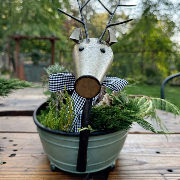 Galvanized Reindeer Buckets, Set of Two