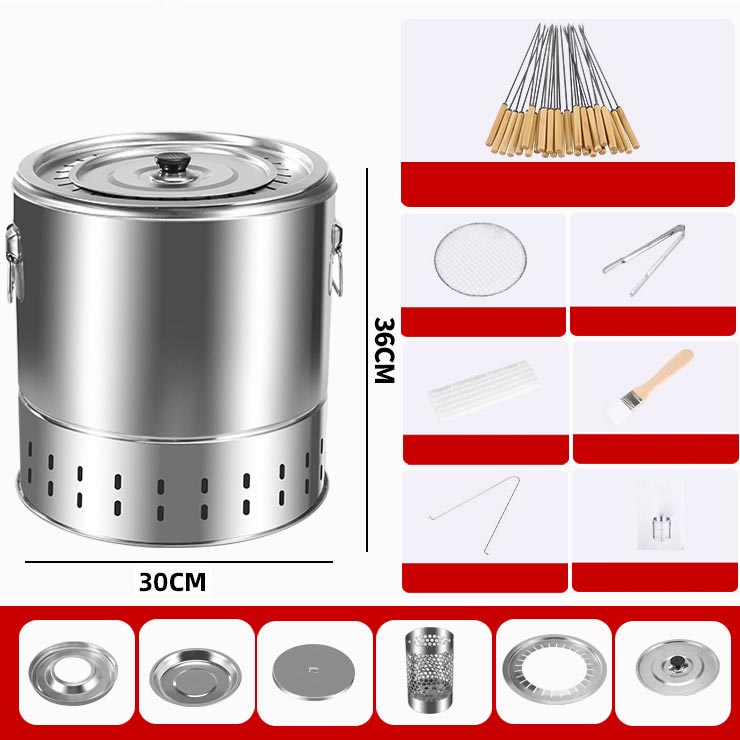 🔥Summer Bash 50% off🔥Stainless Steel Smokeless BBQ Grill Bucket